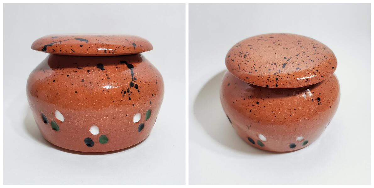 Jar (B), 2019, earthenware, underglaze, clear glaze