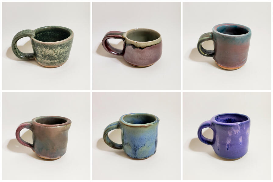 Mugs, 2019, stoneware, miscellaneous glazes