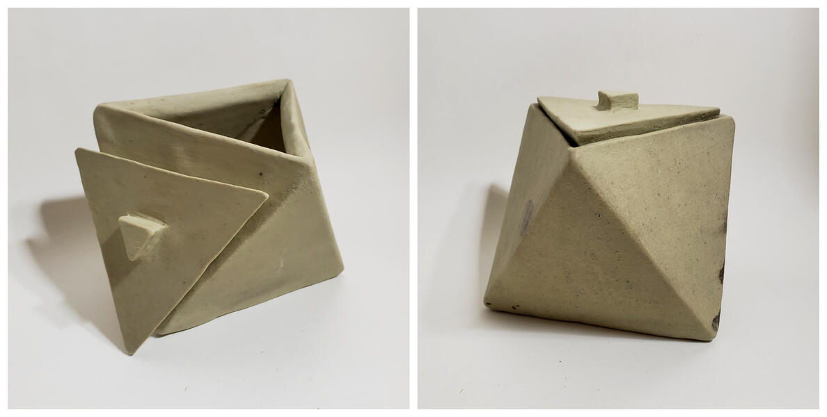 Octahedron (Medium), 2018, porcelain with copper carbonate