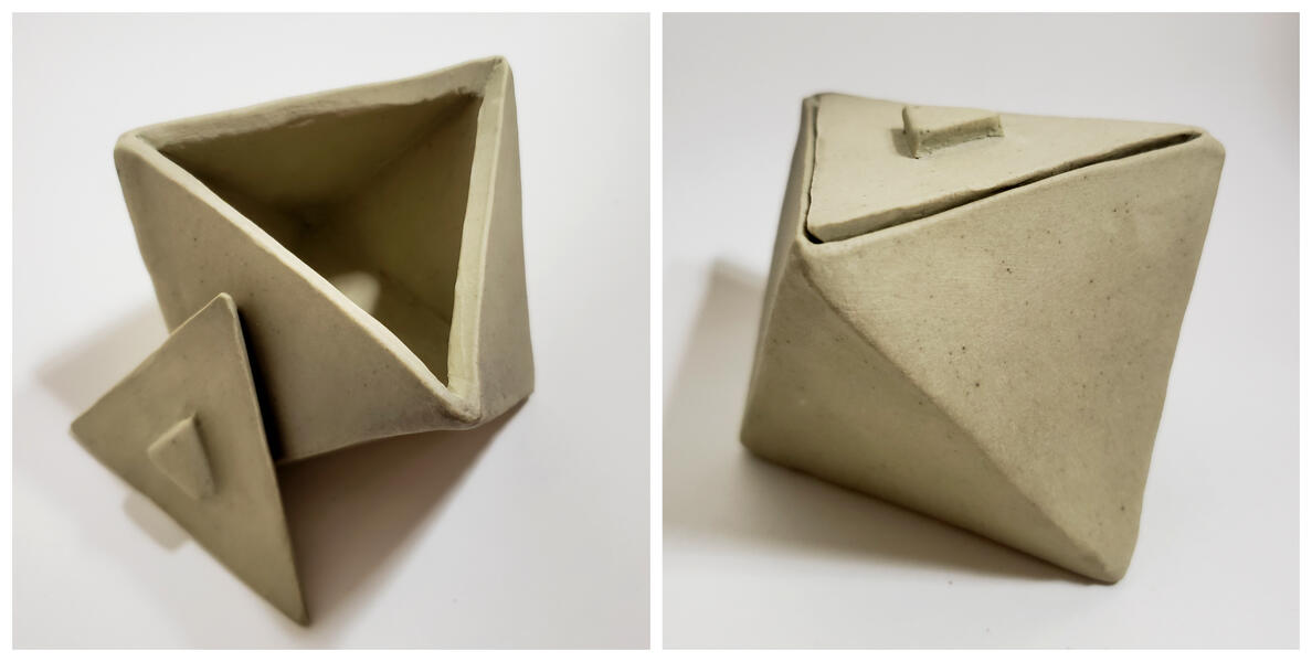Octahedron (Large), 2018, porcelain with copper carbonate