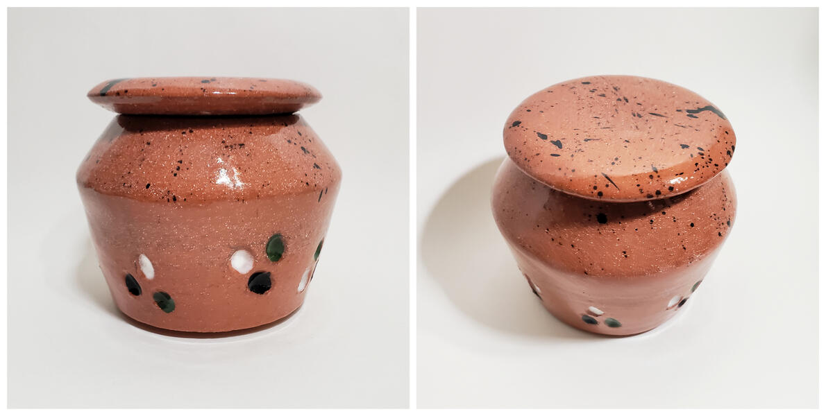 Jar (A), 2019, earthenware, underglaze, clear glaze