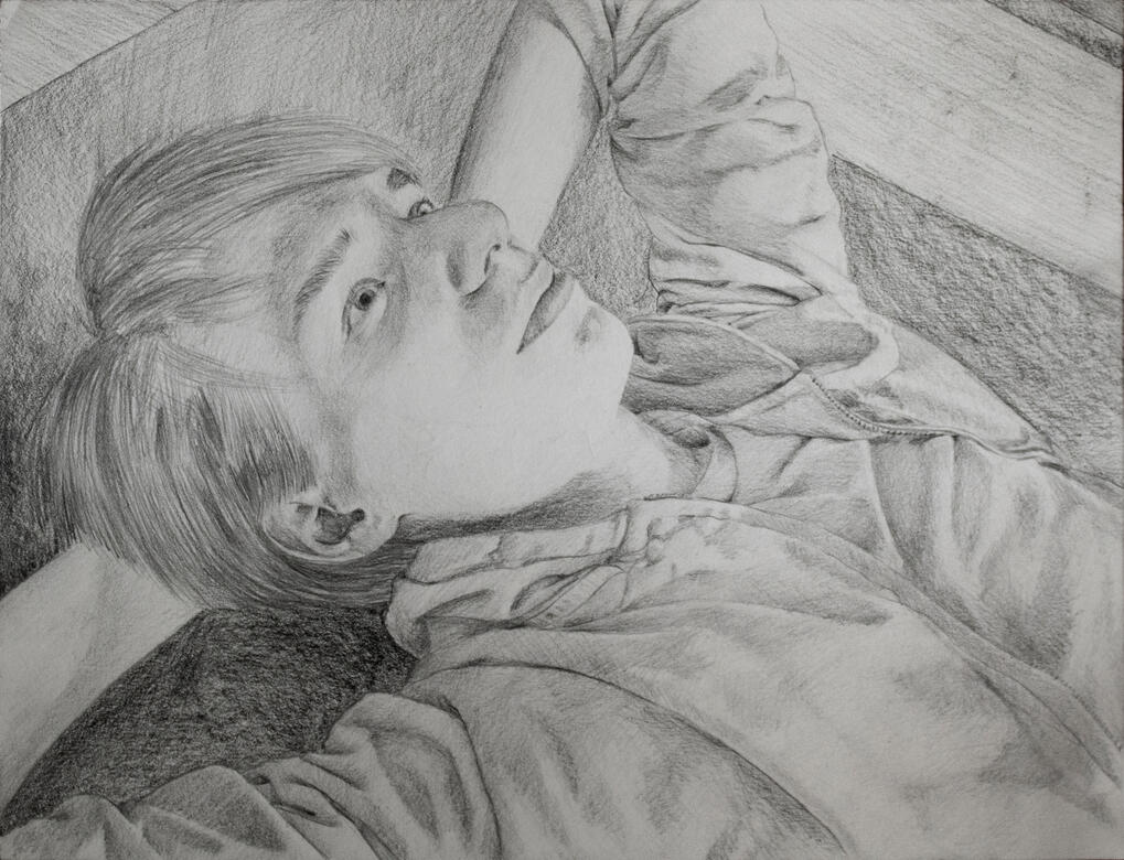 Pensive, 2015, graphite on paper