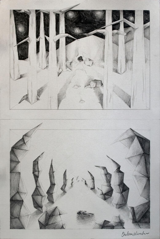 Exterior / Interior, 2019, graphite on paper