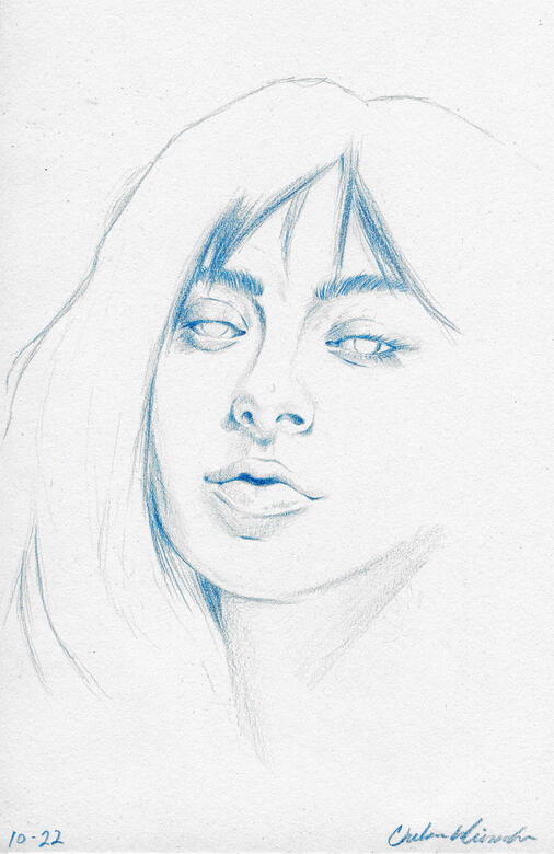Charli XCX Study, 2020, watercolor pencil on paper