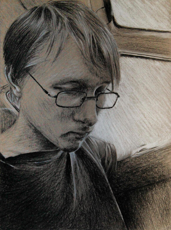 Robert, 2014, charcoal and white chalk on toned paper