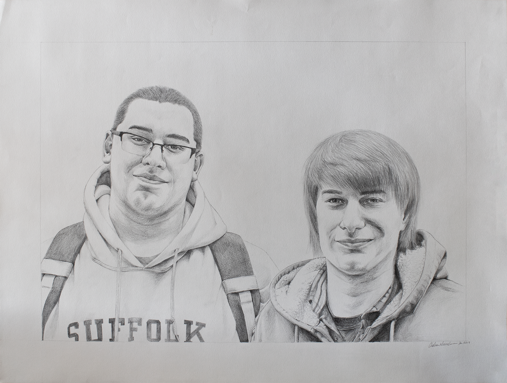 RJ & Nick, 2019, graphite on paper